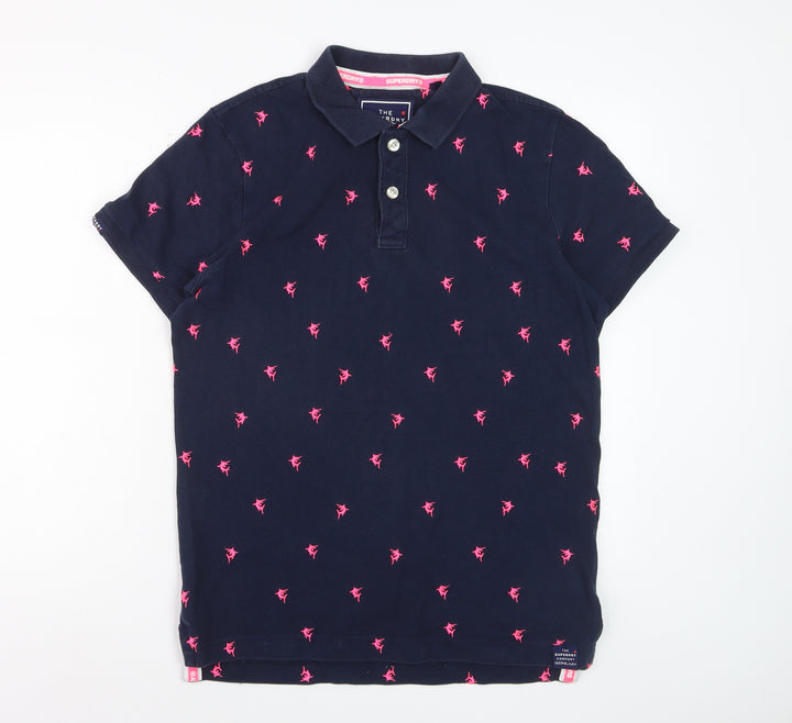 Superdry Men's Blue Embroidered Animal Polo Shirt Size L