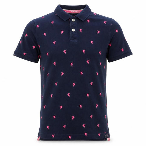 Superdry Men's Blue Embroidered Animal Polo Shirt Size L