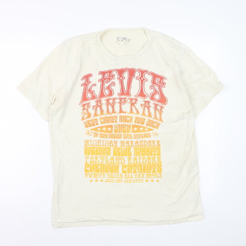 Levi's Men's Beige Retro Graphic Print Cotton T-Shirt Size M