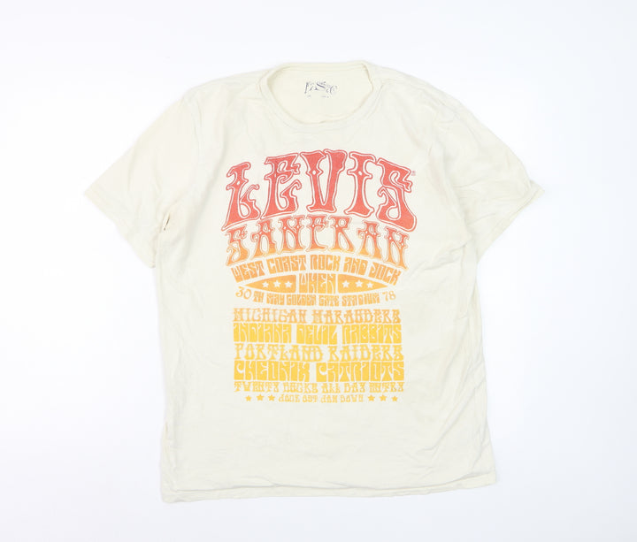 Levi's Men's Beige Retro Graphic Print Cotton T-Shirt Size M