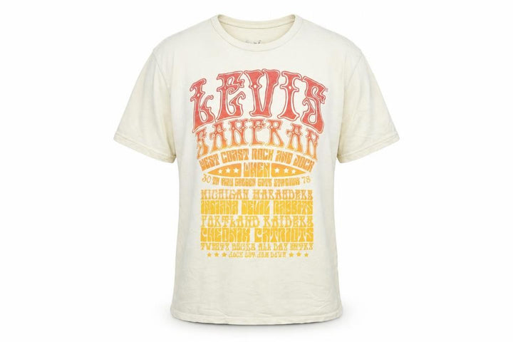 Levi's Men's Beige Retro Graphic Print Cotton T-Shirt Size M