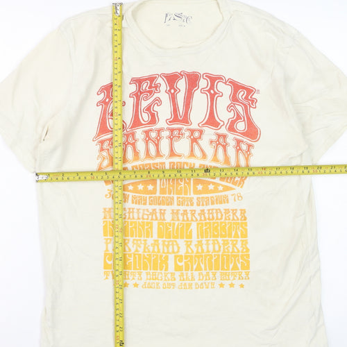Levi's Men's Beige Retro Graphic Print Cotton T-Shirt Size M