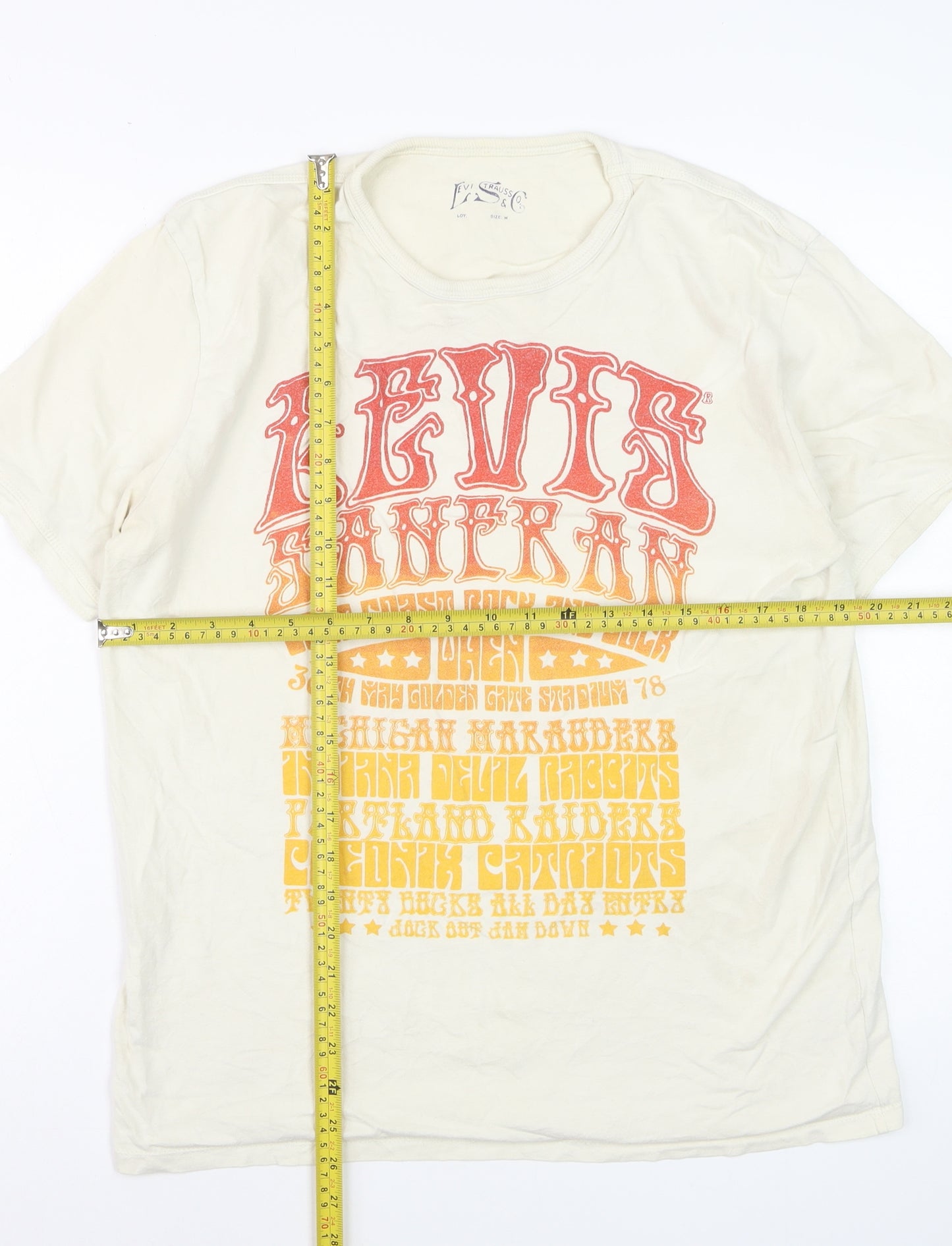Levi's Men's Beige Retro Graphic Print Cotton T-Shirt Size M