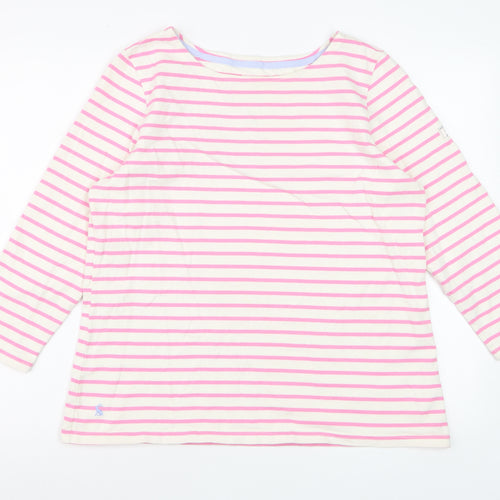 Joules Womens Pink Striped Long Sleeve Cotton Nautical Top UK 16