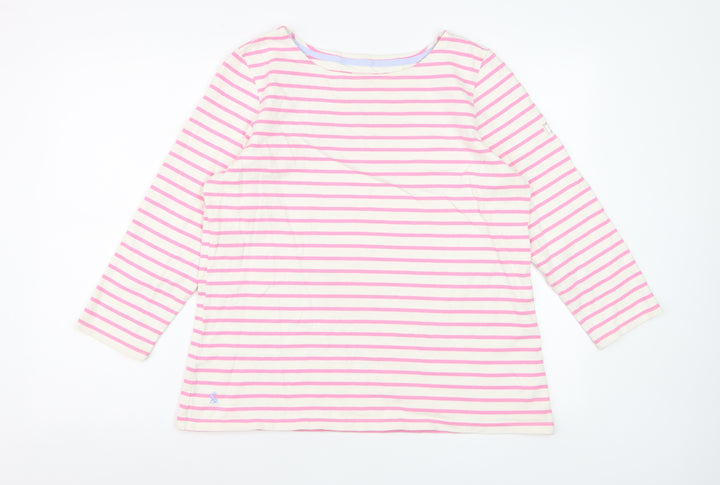 Joules Womens Pink Striped Long Sleeve Cotton Nautical Top UK 16