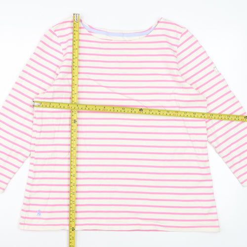 Joules Womens Pink Striped Long Sleeve Cotton Nautical Top UK 16