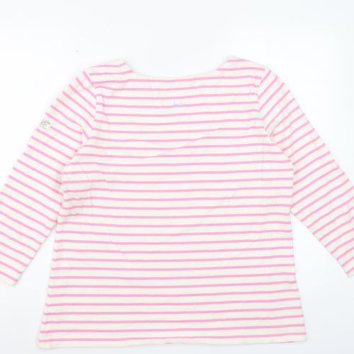 Joules Womens Pink Striped Long Sleeve Cotton Nautical Top UK 16