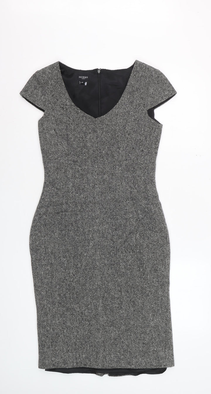 Hobbs Women Grey Wool Sheath Knee Length Dress Size 8