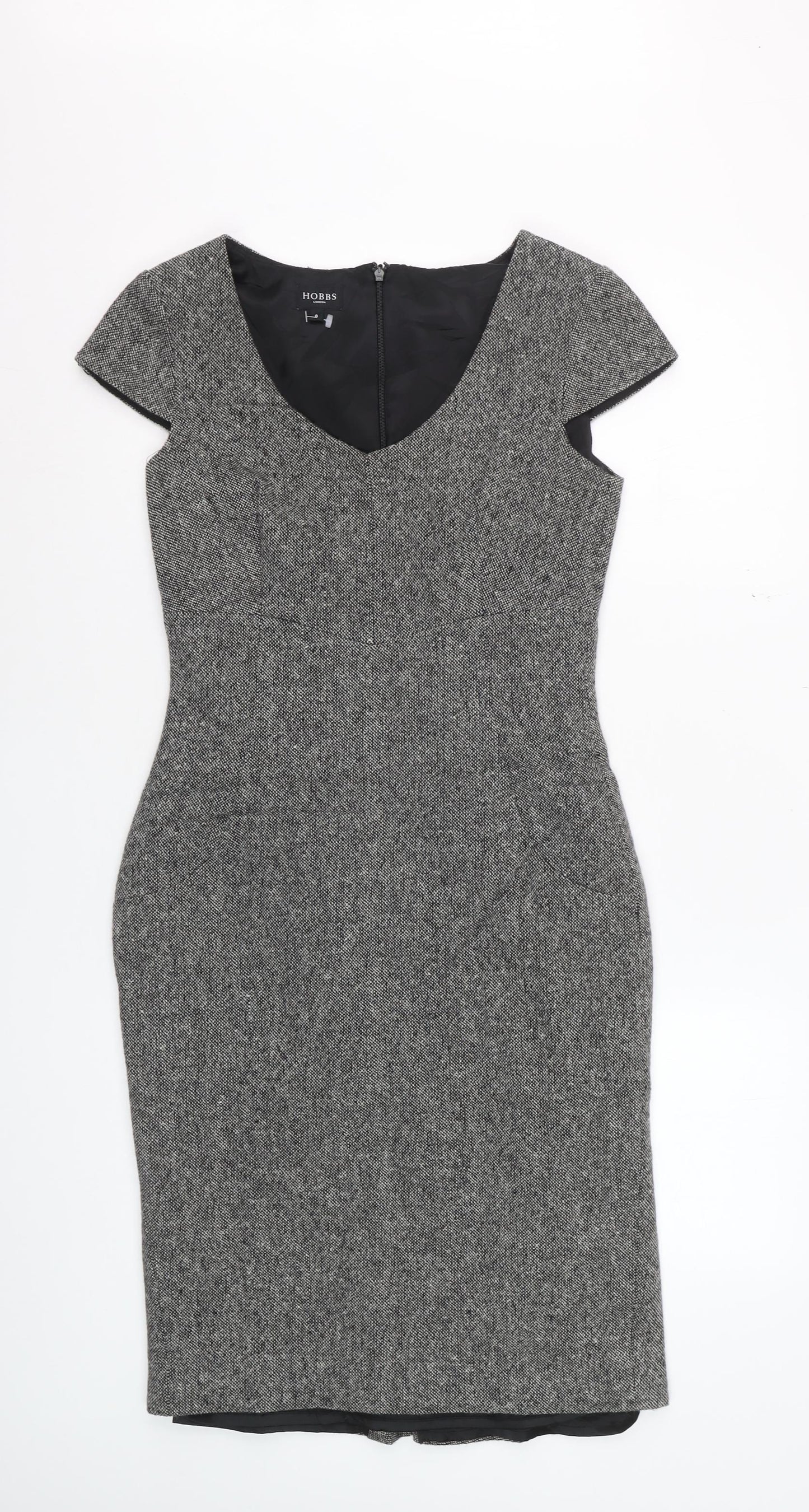 Hobbs Women Grey Wool Sheath Knee Length Dress Size 8