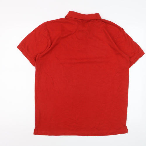 Fred Perry Men's Red Cotton Blend Short Sleeve Polo L