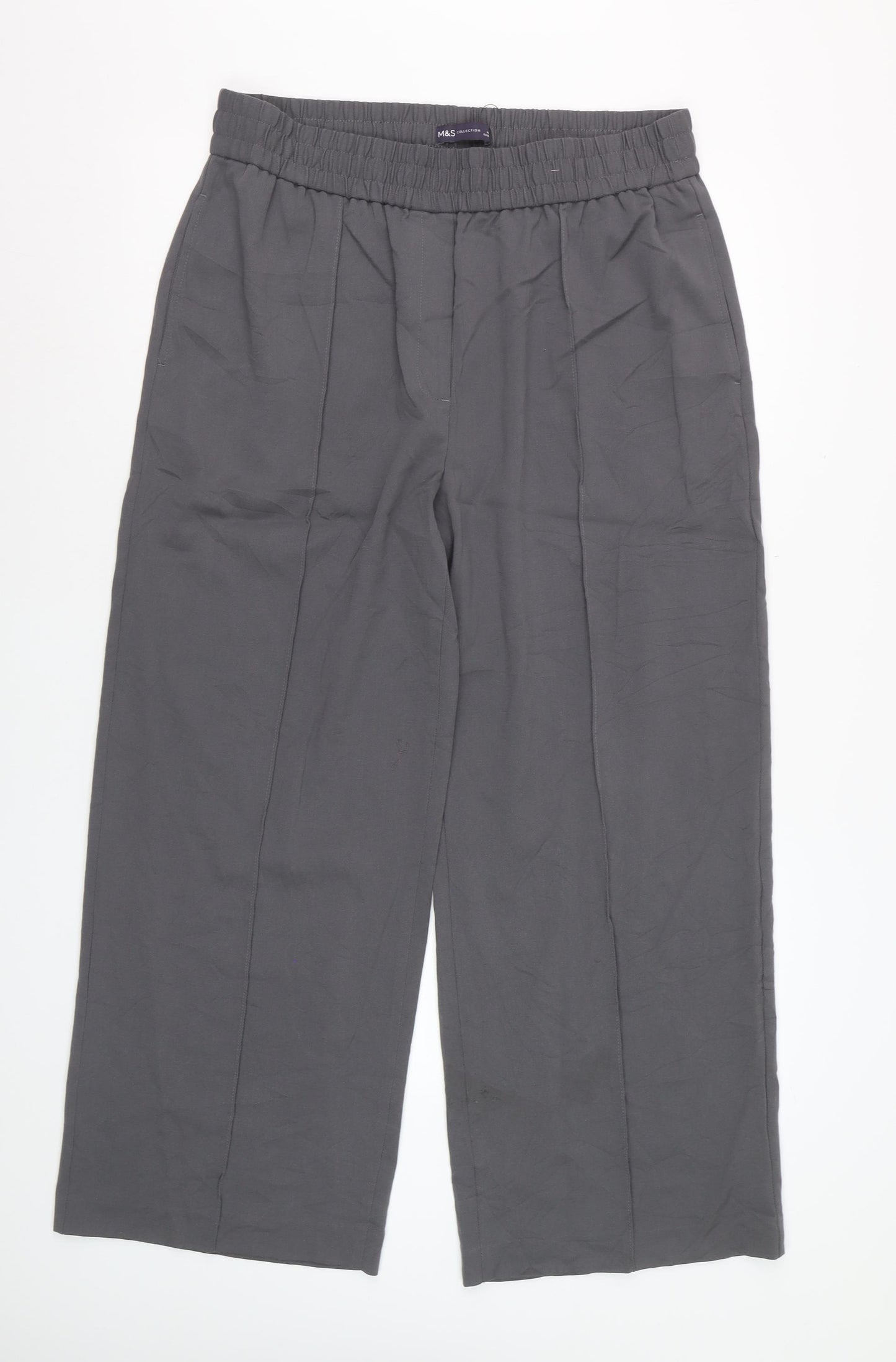 Marks and Spencer Women’s Charcoal Wide-Leg Trousers Size 16 Short