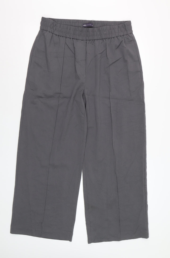 Marks and Spencer Women’s Charcoal Wide-Leg Trousers Size 16 Short
