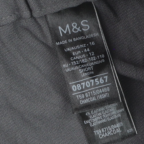 Marks and Spencer Women’s Charcoal Wide-Leg Trousers Size 16 Short