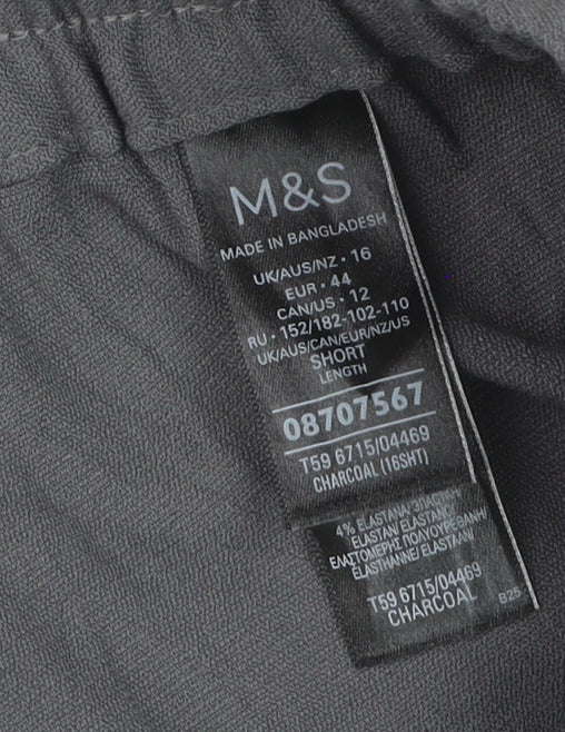 Marks and Spencer Women’s Charcoal Wide-Leg Trousers Size 16 Short
