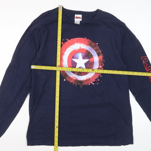 Marvel Avengers Men's Blue Captain America Long Sleeve T-Shirt Size L