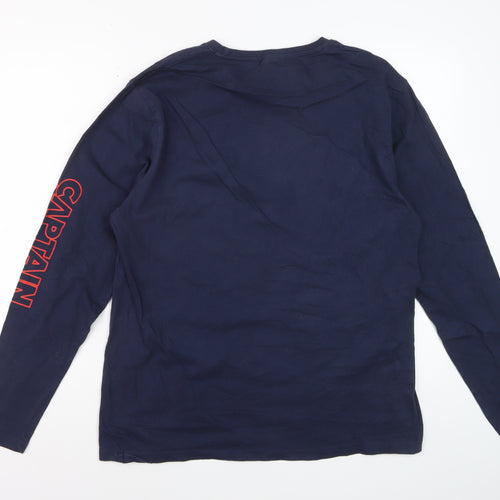 Marvel Avengers Men's Blue Captain America Long Sleeve T-Shirt Size L