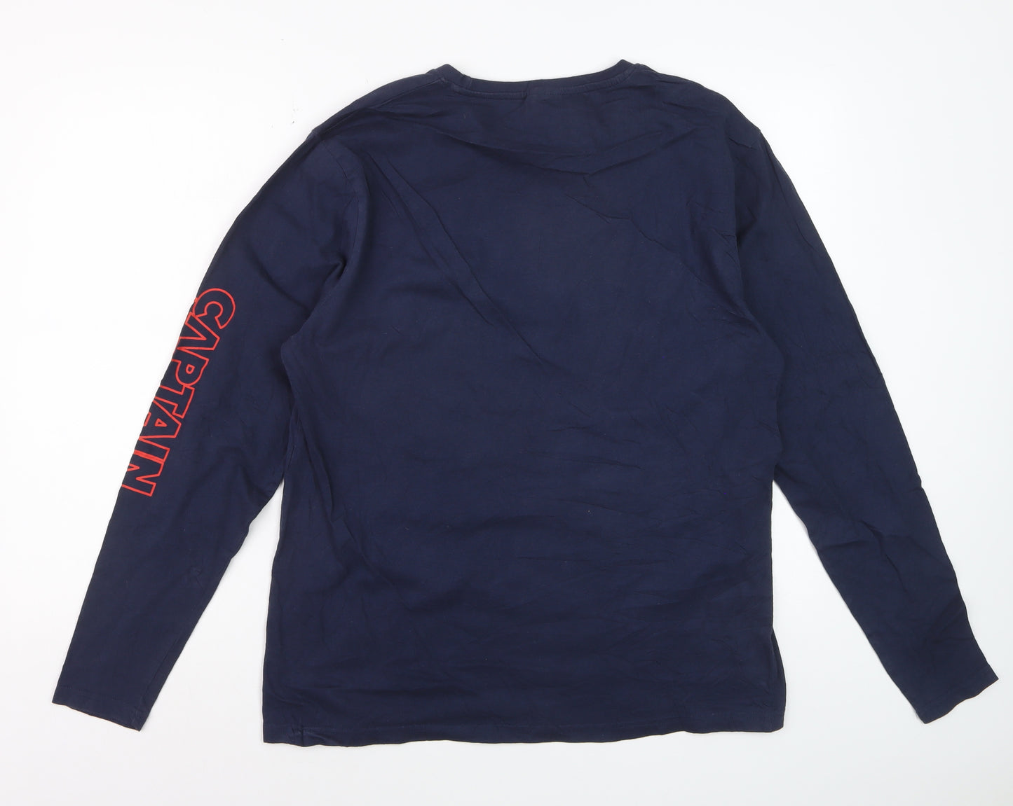 Marvel Avengers Men's Blue Captain America Long Sleeve T-Shirt Size L