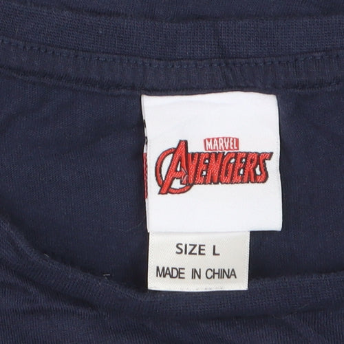 Marvel Avengers Men's Blue Captain America Long Sleeve T-Shirt Size L