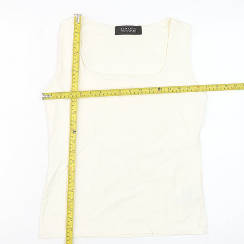 Zara Women Ivory Basic Sleeveless Tank Top L