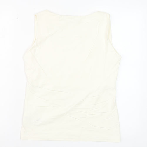 Zara Women Ivory Basic Sleeveless Tank Top L
