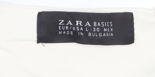 Zara Women Ivory Basic Sleeveless Tank Top L