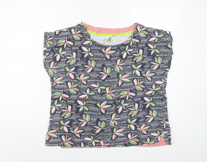 Weird Fish Womens Multicoloured Floral Cotton T-Shirt Size 16