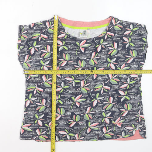 Weird Fish Womens Multicoloured Floral Cotton T-Shirt Size 16