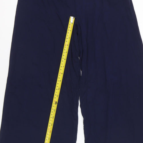 Marks and Spencer Women Navy Blue Size 10 Wide-Leg Cropped Trousers