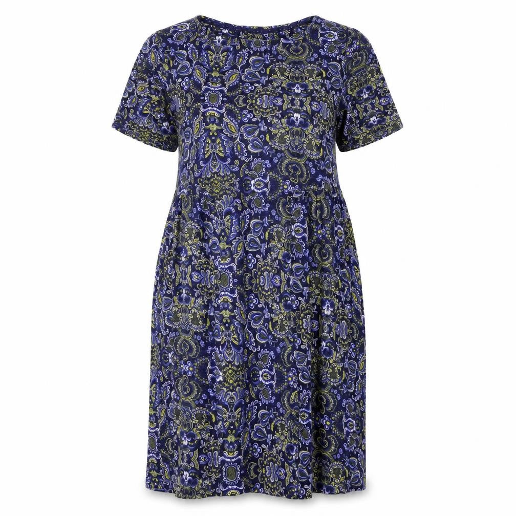 Front view of Marks & Spencer Women’s Blue Paisley Shift Dress, size UK 12