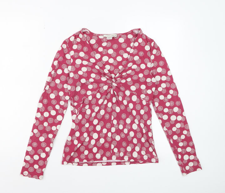Laura Ashley Women’s Red Polka Dot V-Neck Long Sleeve Tunic Top Size 10