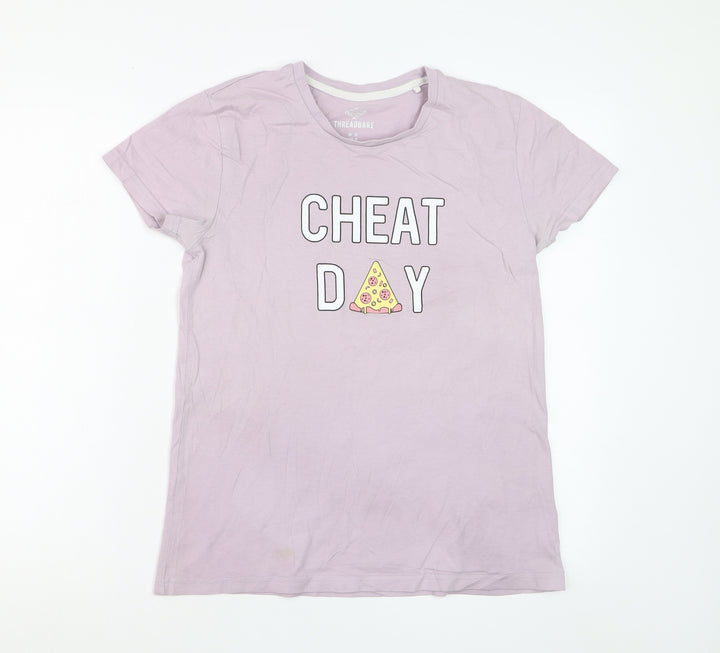 Threadbare Women’s Purple Cheat Day Cotton T-Shirt Size 10