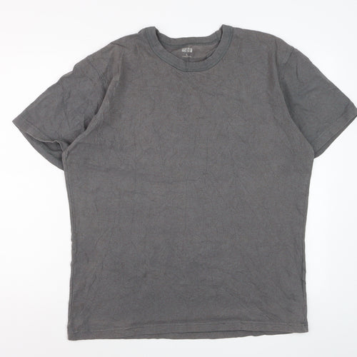 Uniqlo Men's Grey Cotton Crew Neck Short Sleeve T-Shirt Size L