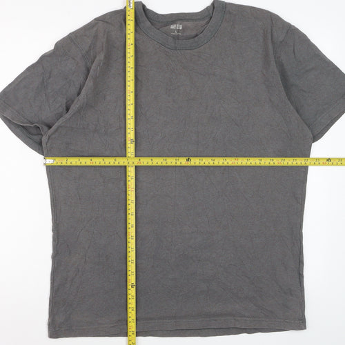 Uniqlo Men's Grey Cotton Crew Neck Short Sleeve T-Shirt Size L