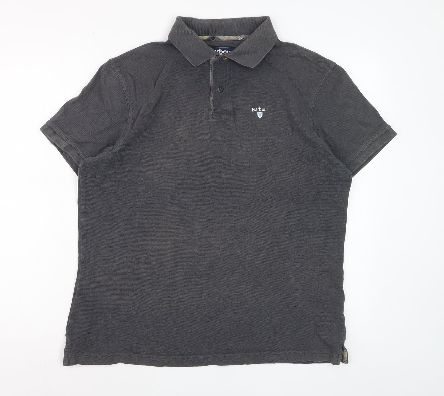 Barbour Men's Grey Cotton Classic Short Sleeve Polo Shirt L