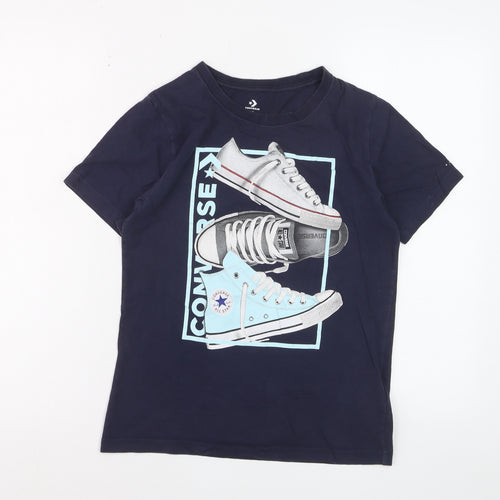 Converse Boys Blue Graphic Logo T-Shirt Size 10-12 Years Casual Top