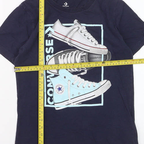 Converse Boys Blue Graphic Logo T-Shirt Size 10-12 Years Casual Top