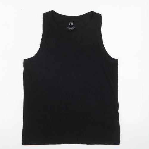 GAP Women's Black High Neck Ribbed Tank Top Size L