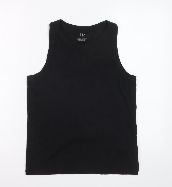 GAP Women's Black High Neck Ribbed Tank Top Size L