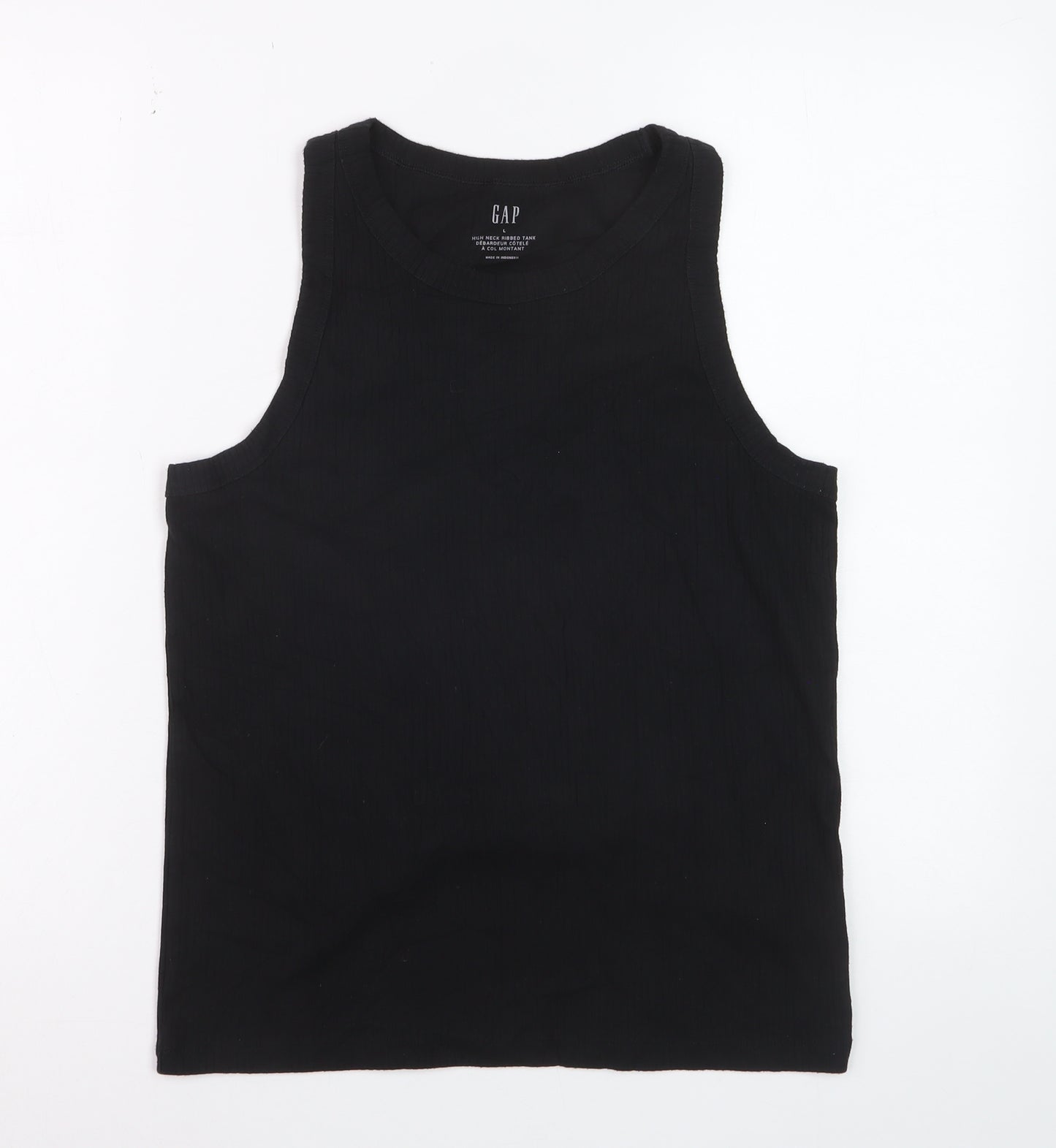 GAP Women's Black High Neck Ribbed Tank Top Size L