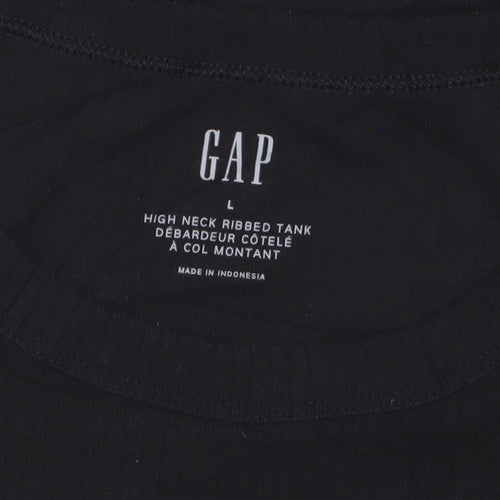 GAP Women's Black High Neck Ribbed Tank Top Size L