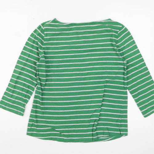 Crew Clothing Women's Green Striped 3/4 Sleeve Cotton T-Shirt Size 12