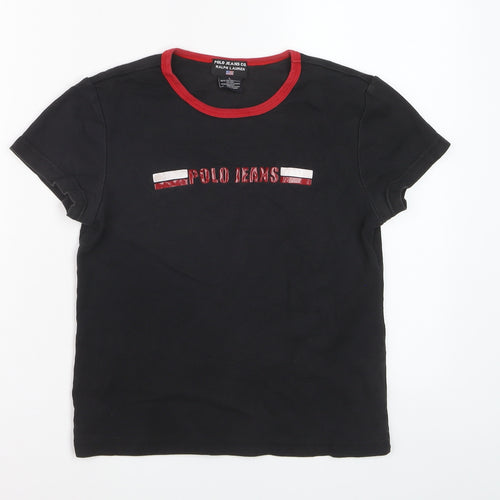 Ralph Lauren Polo Jeans Co Women's Black Ringer T-Shirt Size L
