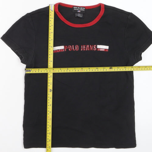 Ralph Lauren Polo Jeans Co Women's Black Ringer T-Shirt Size L