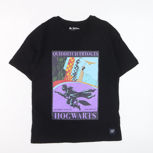 Marks and Spencer Boys Black Harry Potter Hogwarts Graphic T-Shirt 9-10 Years