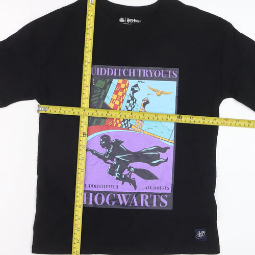 Marks and Spencer Boys Black Harry Potter Hogwarts Graphic T-Shirt 9-10 Years