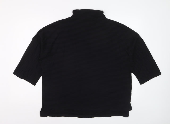 French Connection Women’s Black High Neck 3/4 Sleeve Blouse Size S