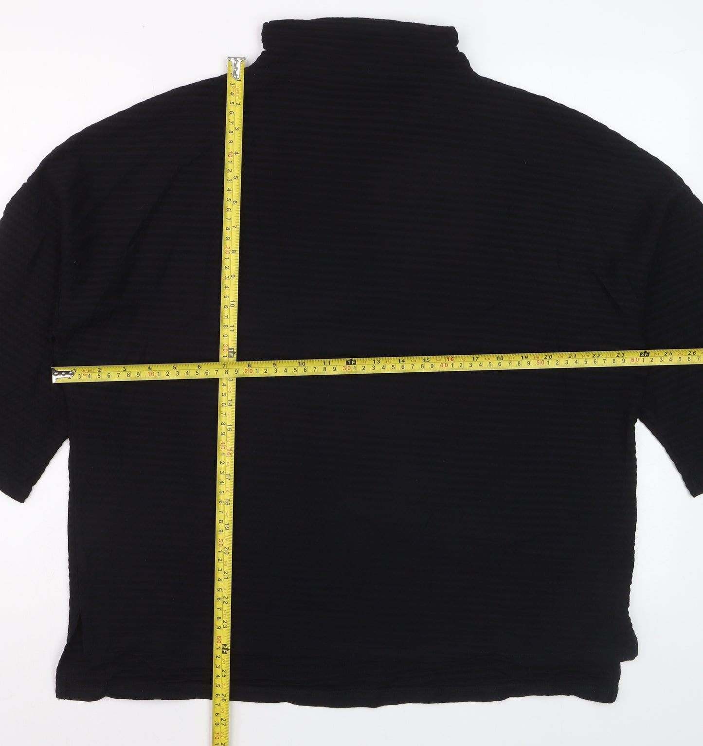 French Connection Women’s Black High Neck 3/4 Sleeve Blouse Size S
