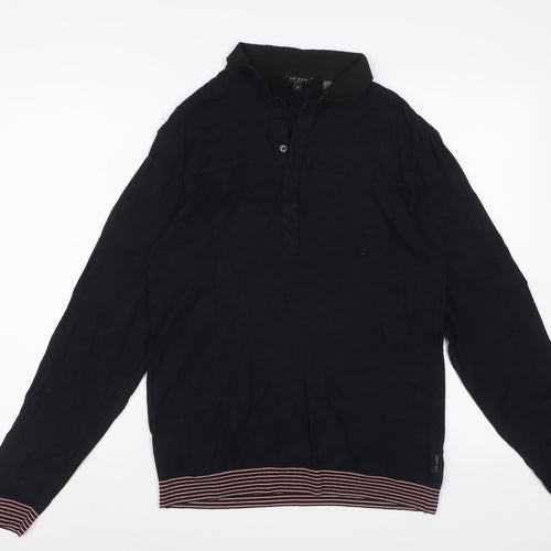 Ted Baker Men's Black Long Sleeve Polo Size L Cotton Blend