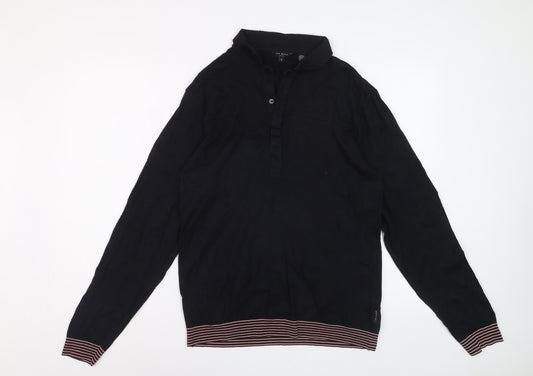 Ted Baker Men's Black Long Sleeve Polo Size L Cotton Blend