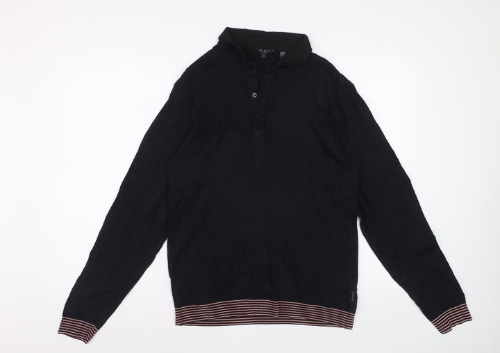 Ted Baker Men's Black Long Sleeve Polo Size L Cotton Blend